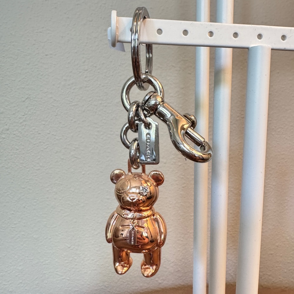 COACH Bear Keychain - Rose Gold and Silver